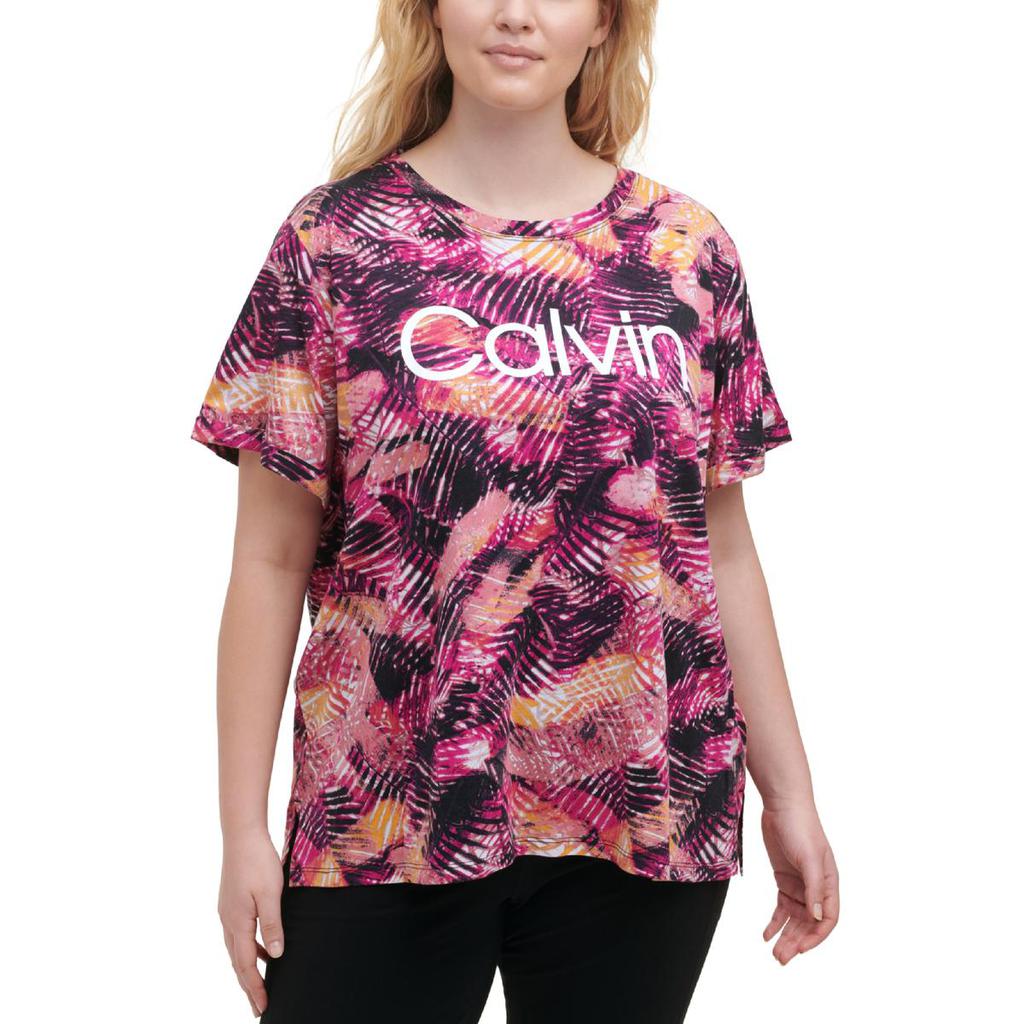 Calvin Klein Performance Womens Plus Printed Logo Pullover Top商品第1张图片规格展示