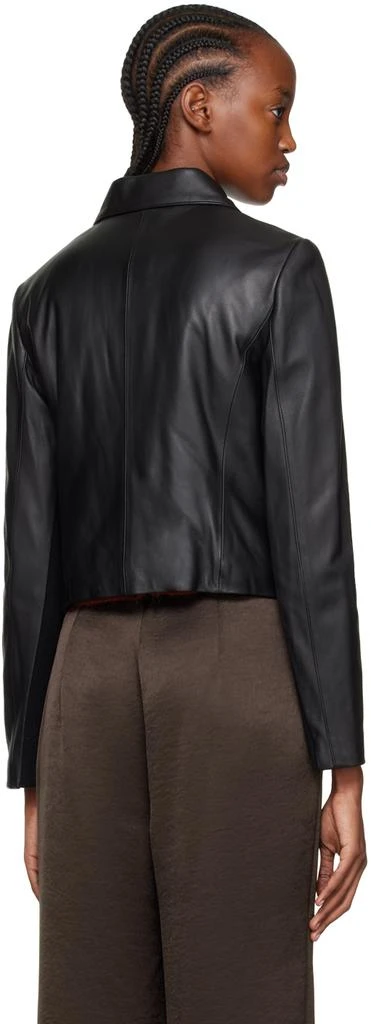 商品Vince|Black Asymmetric Leather Jacket,价格¥3699,第3张图片详细描述