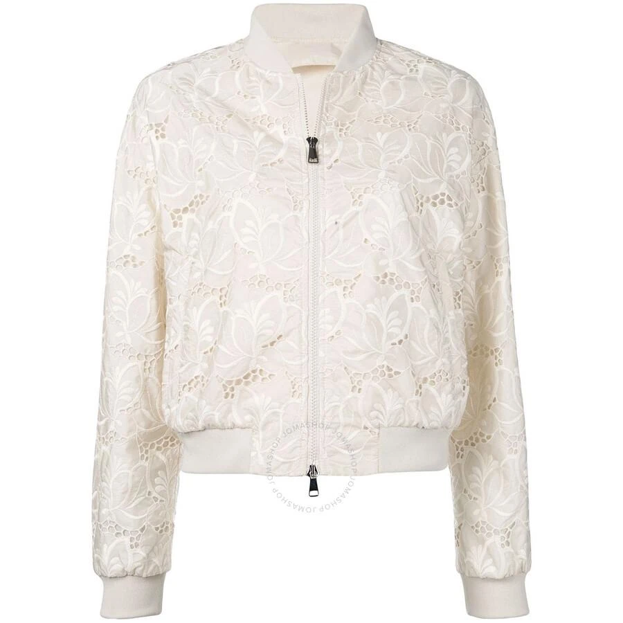 商品Moncler|Moncler White Lace Tinote Bomber Jacket, Brand Size 4 (X-Large),价格¥3496,第1张图片