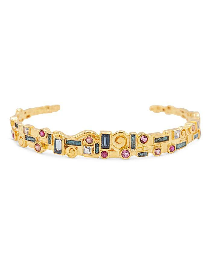 商品Gurhan|22K Yellow Gold Embrace Multi Gemstone Klimt Cuff Bracelet,价格¥63525,第1张图片