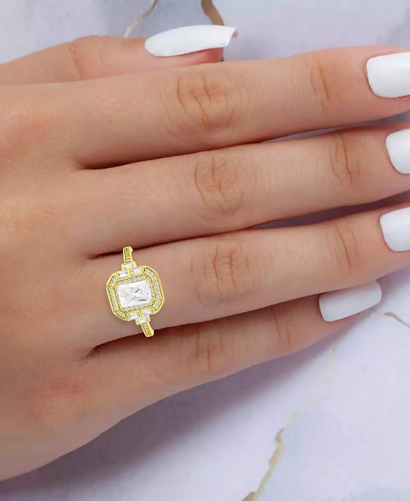 商品Macy's|Cubic Zirconia Mixed Cut Halo Statement Ring in 14k Gold-Plated Sterling Silver,价格¥139,第2张图片详细描述