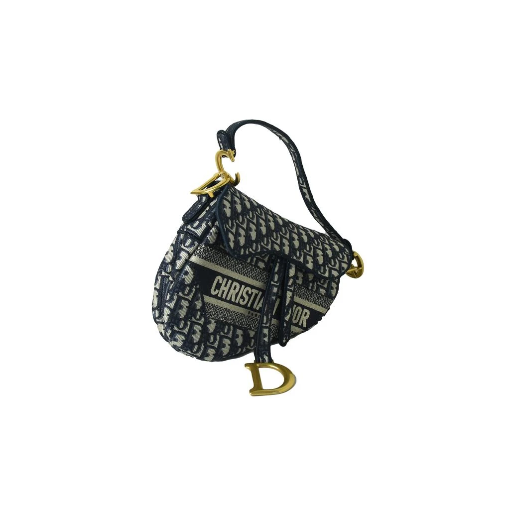 商品Dior|Dior Oblique Embroidery Saddle Bag Blue,价格¥35650,第2张图片详细描述