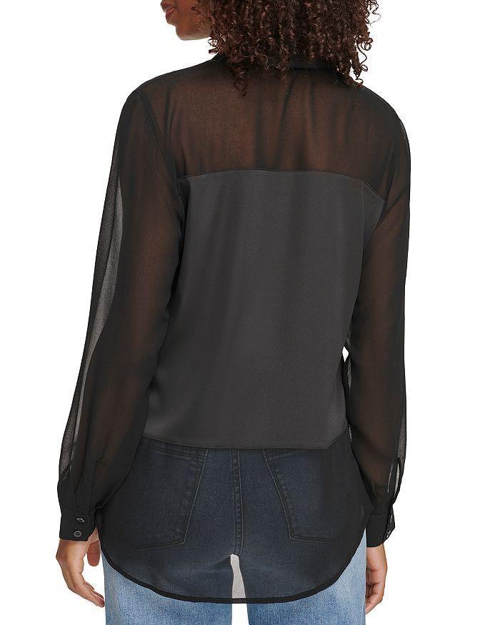 商品Karl Lagerfeld Paris|Mixed Media Blouse,价格¥470,第2张图片详细描述