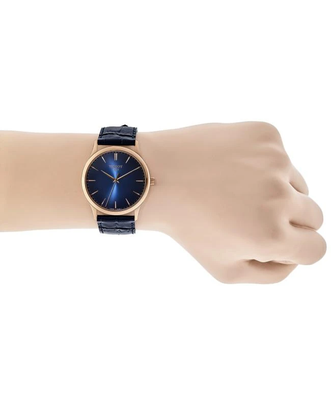 商品Tissot|Tissot T-Gold Excellence 18kt Gold Blue Dial Blue Leather Strap Men's Watch T926.410.76.041.00,价格¥16754,第3张图片详细描述
