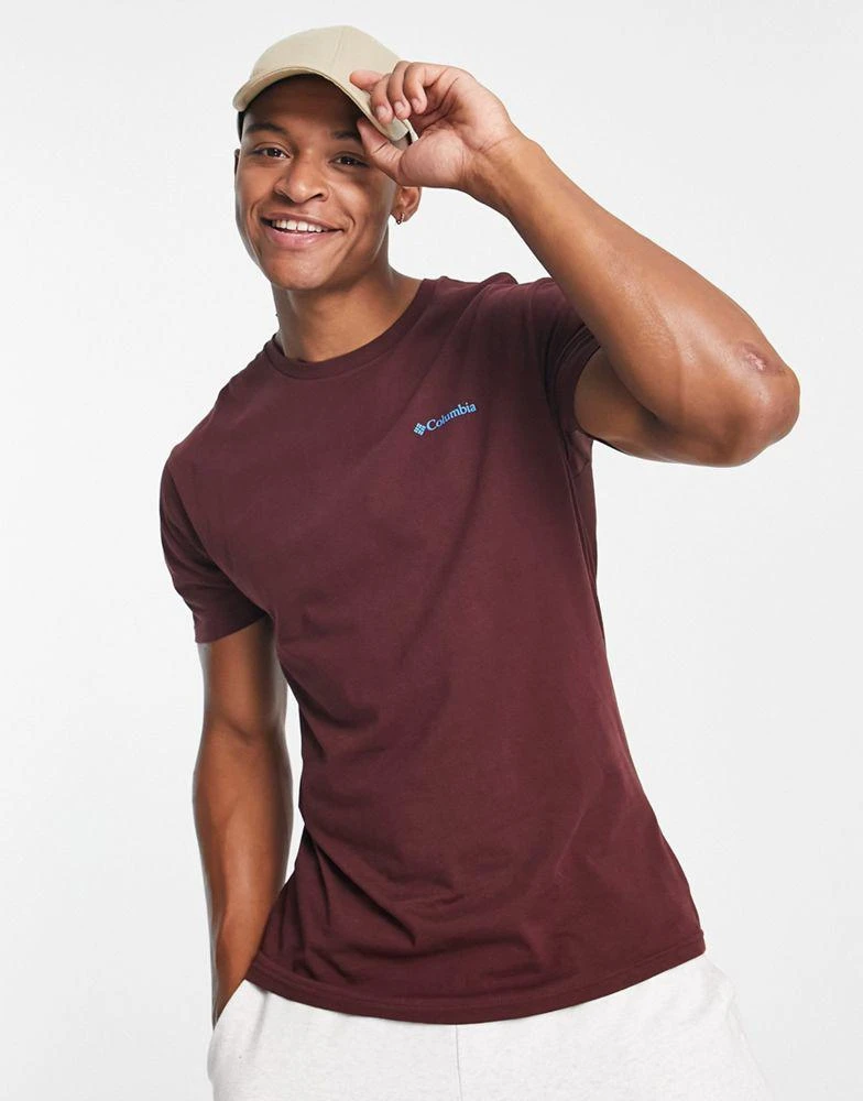 商品Columbia|Columbia Tillamook back print t-shirt in burgundy Exclusive at ASOS,价格¥246,第2张图片详细描述