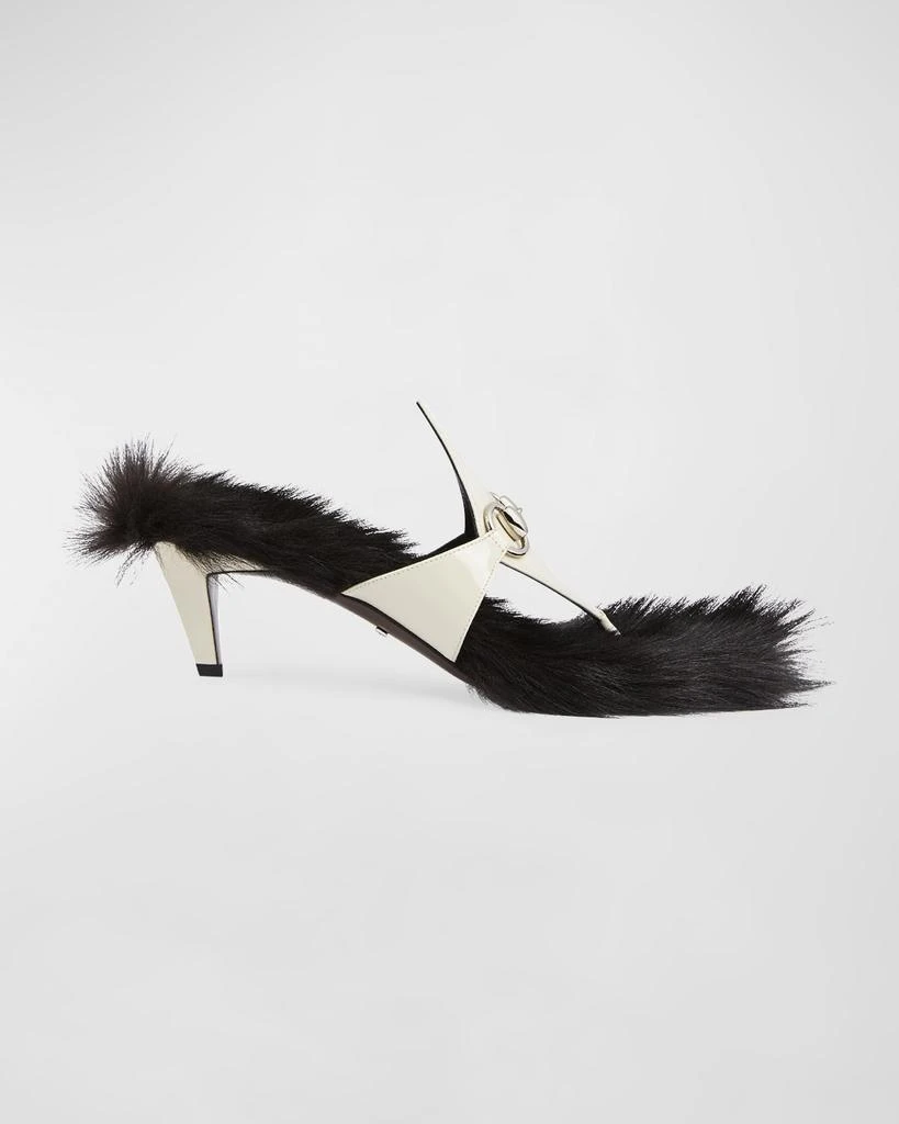 商品Gucci|Mariame Faux Fur Bit Thong Sandals,价格¥7636,第1张图片