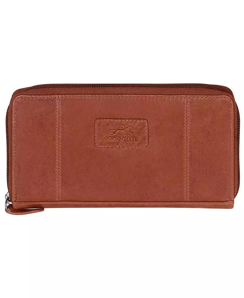 商品Mancini Leather Goods|Casablanca Collection RFID Secure Zippered Clutch Wallet,价格¥318,第1张图片