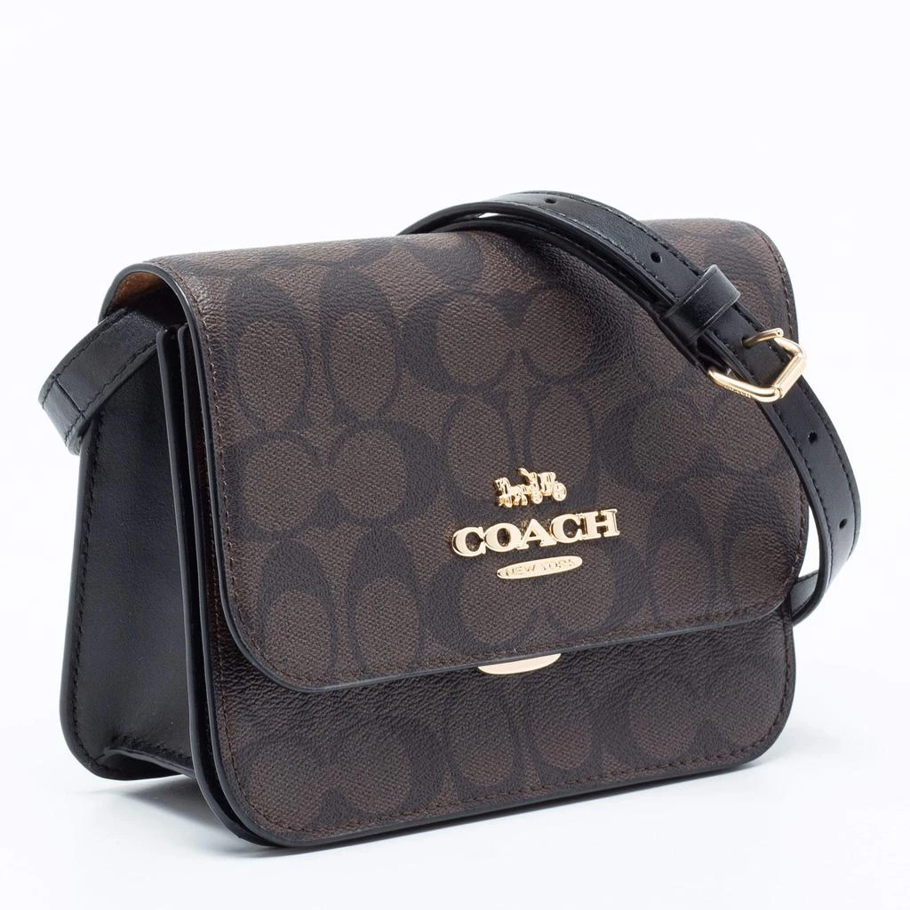 商品[二手商品] Coach|Coach Brown/Black Signature Canvas and Leather Brynn Flap Crossbody Bag,价格¥2630,第3张图片详细描述