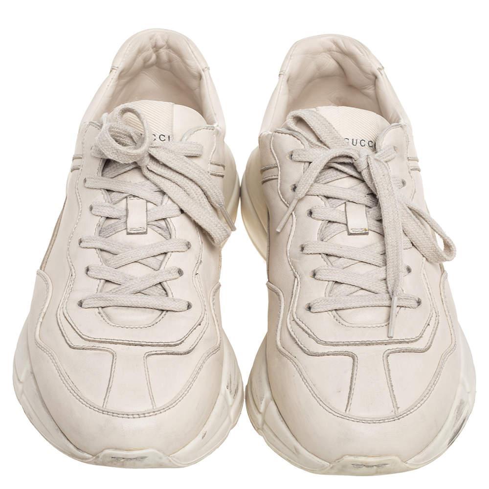商品[二手商品] Gucci|Gucci Cream Leather Rhyton Sneakers Size 40.5,价格¥3262,第5张图片详细描述