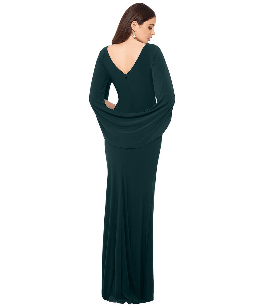 Long Jersey Ruched Drape Back Dress商品第2张图片规格展示
