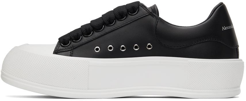商品Alexander McQueen|Black & White Leather Deck Plimsoll Sneakers,价格¥4353,第5张图片详细描述
