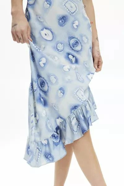Kimchi Blue Cora Lace Trim Printed Asymmetrical Midi Dress 商品