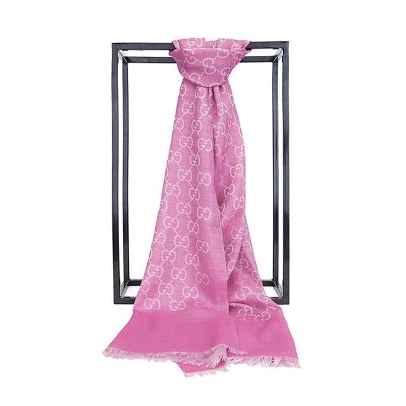 GUCCI 古驰 女士粉色羊毛丝绸围巾 165904-3G646-5872 商品