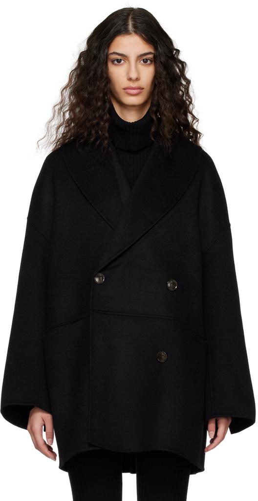 Black Double-Breasted Jacket商品第1张图片规格展示