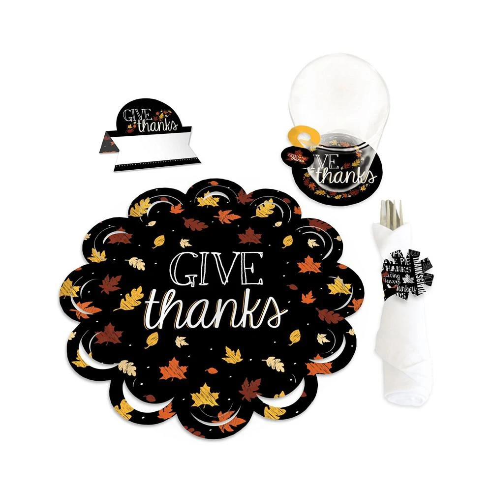 商品Big Dot of Happiness|Give Thanks Thanksgiving Party Paper Charger & Table Decor Chargerific Kit for 8,价格¥150,第1张图片