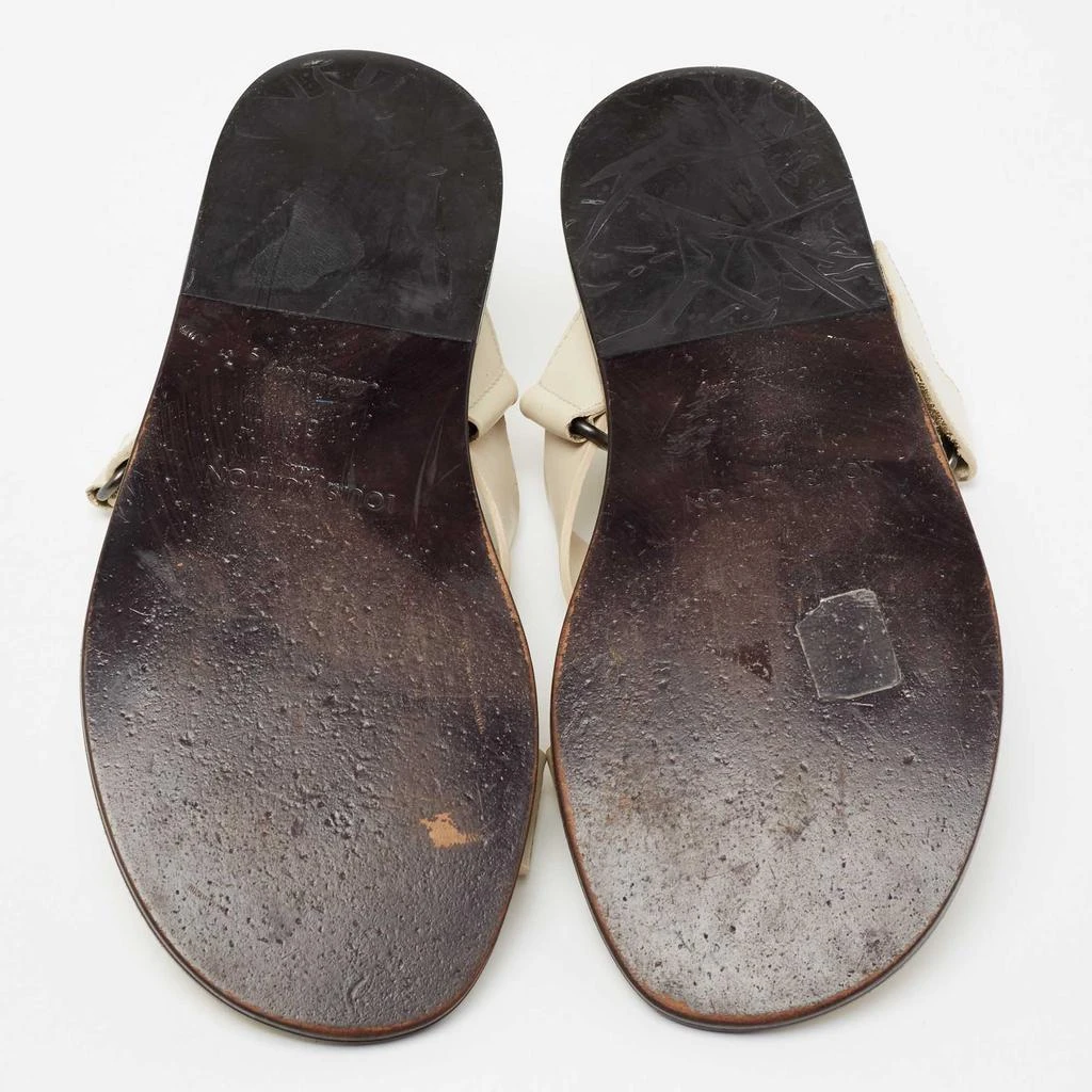 Louis Vuitton White Leather Criss Cross Strap Flat Sandals Size 40 商品