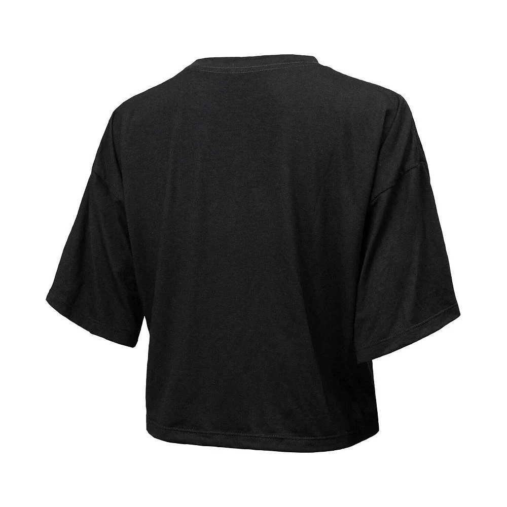 商品Majestic|Women's Threads Black Cleveland Guardians Leopard Cropped T-shirt,价格¥335,第3张图片详细描述