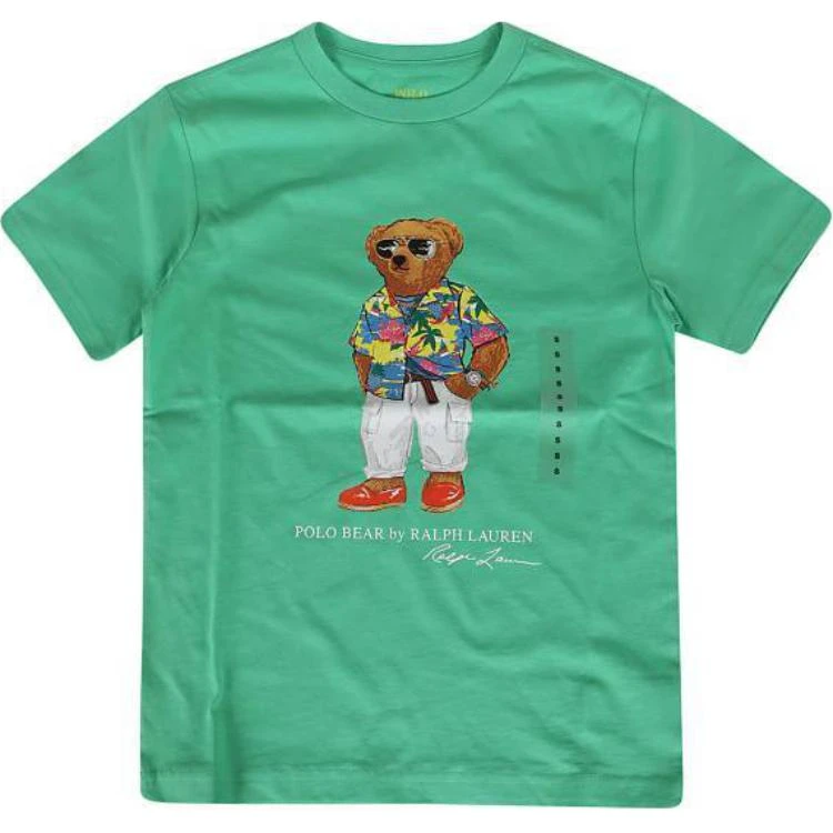 商品[国内直发] Ralph Lauren|童装 圆领套头字母小熊卡通短袖T恤 浅绿色儿童款,价格¥473,第1张图片