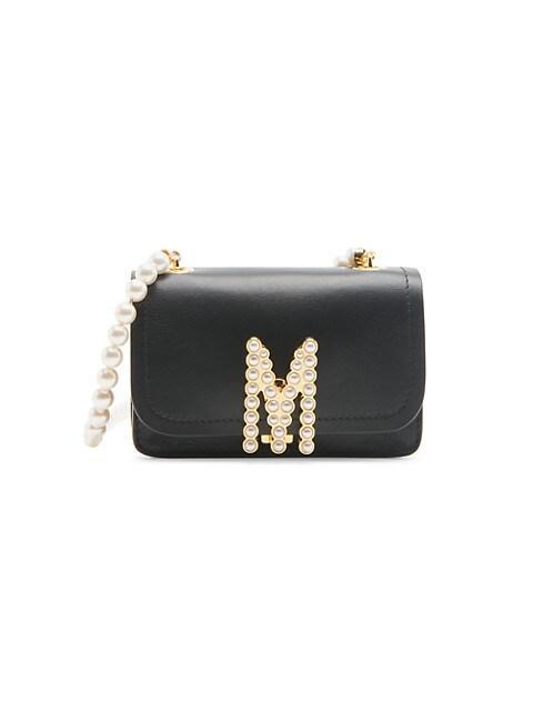 商品Moschino|Small M Logo Pearl-Embellished Shoulder Bag,价格¥6804,第1张图片