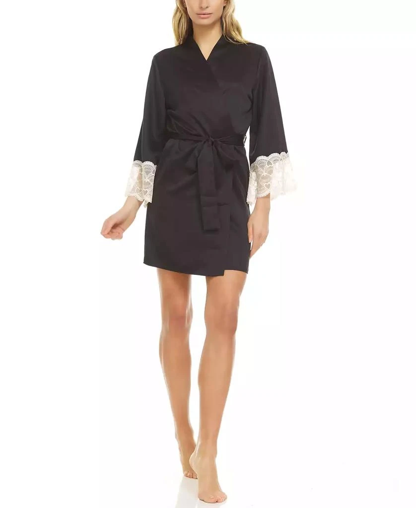 商品Flora Nikrooz|Kit Heart Lace Matte Charmeuse Wrap Robe,价格¥237,第1张图片
