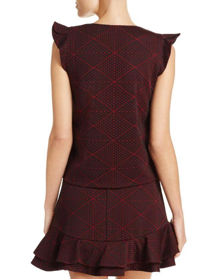 商品AQUA|Ruffle-Sleeve Geometric Print Top - 100% Exclusive,价格¥108,第2张图片详细描述
