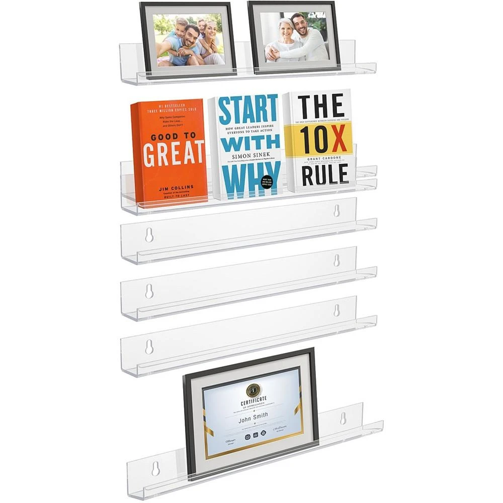 商品Sorbus|Acrylic Wall Ledge Floating Shelf Rack Organizer, Set of 6,价格¥276,第2张图片详细描述