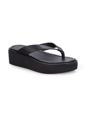 ​Leather Thong Toe Platform Sandals商品第2张图片规格展示