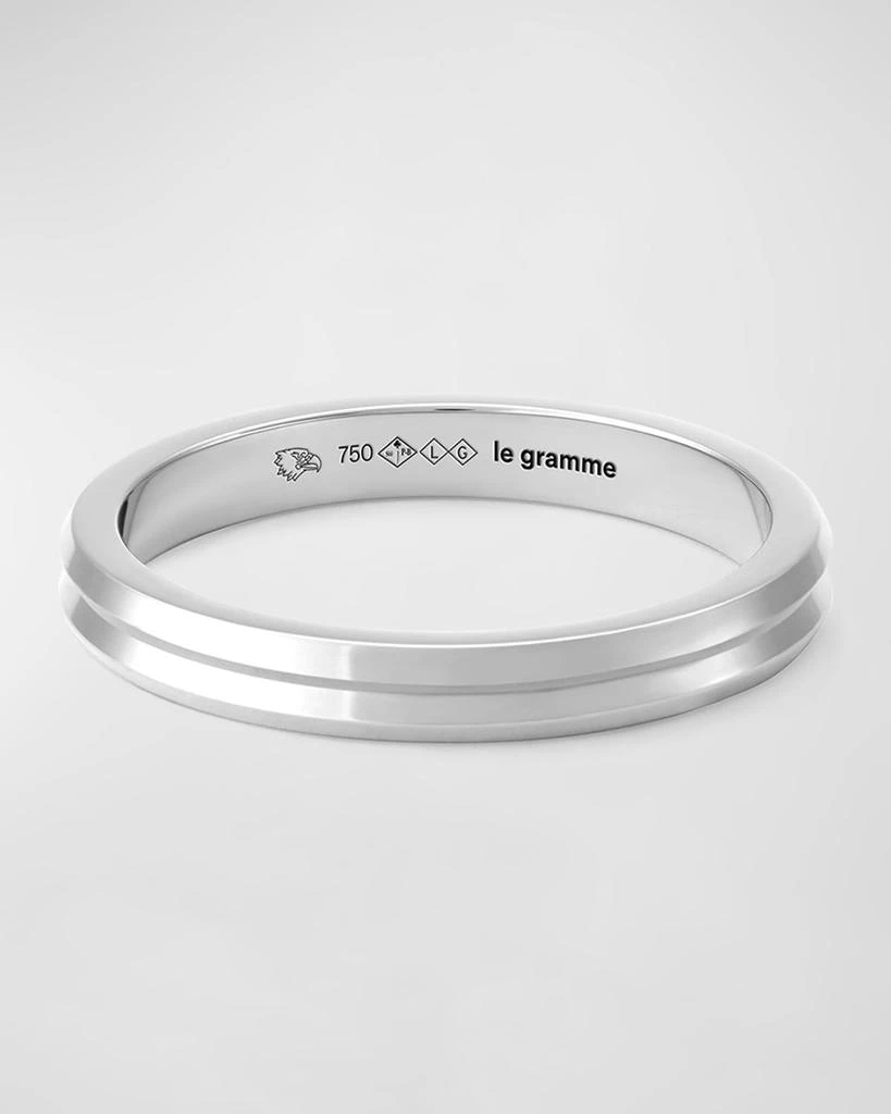 商品Le Gramme|Men's 18K White Gold Horizontal Guilloche Band Ring,价格¥9041,第1张图片