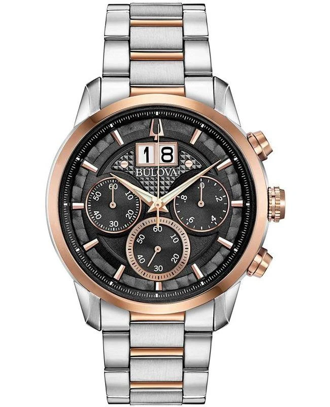 商品Bulova|Bulova Sutton Grey Dial Stainless Steel Men&apos;s Watch 98B335,价格¥2194,第1张图片