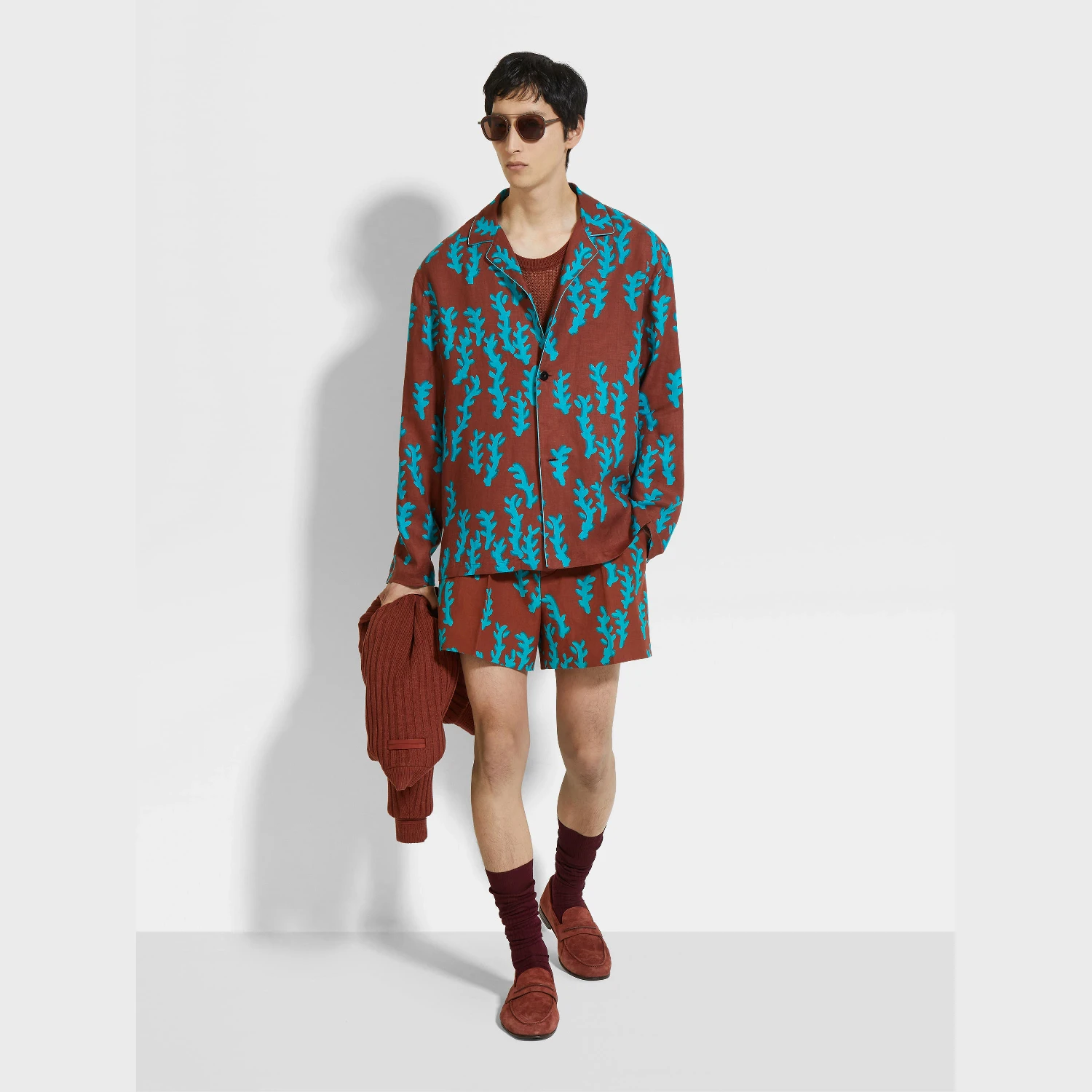 【预售】 杰尼亚 25春夏 男士 长袖衬衫 Red Linen Shirt NPC50-009-619  商品