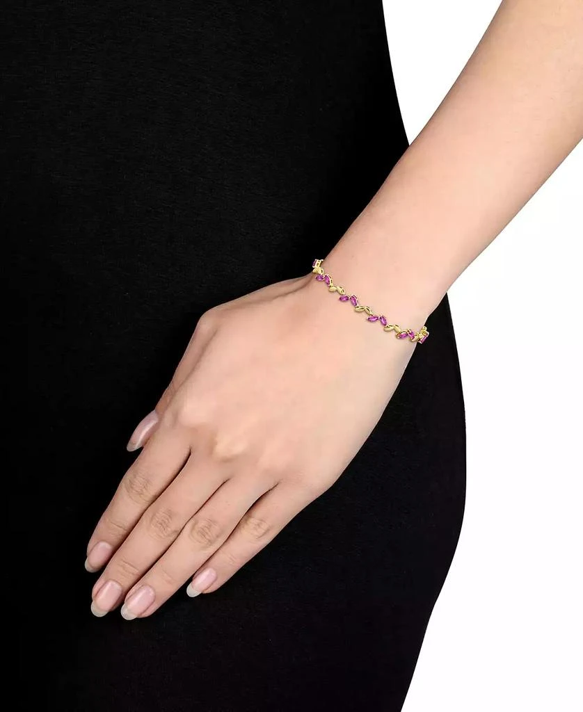 Lab-Created Pink Sapphire & Polished Marquise Link Bracelet (9-1/2 ct. t.w.) 商品