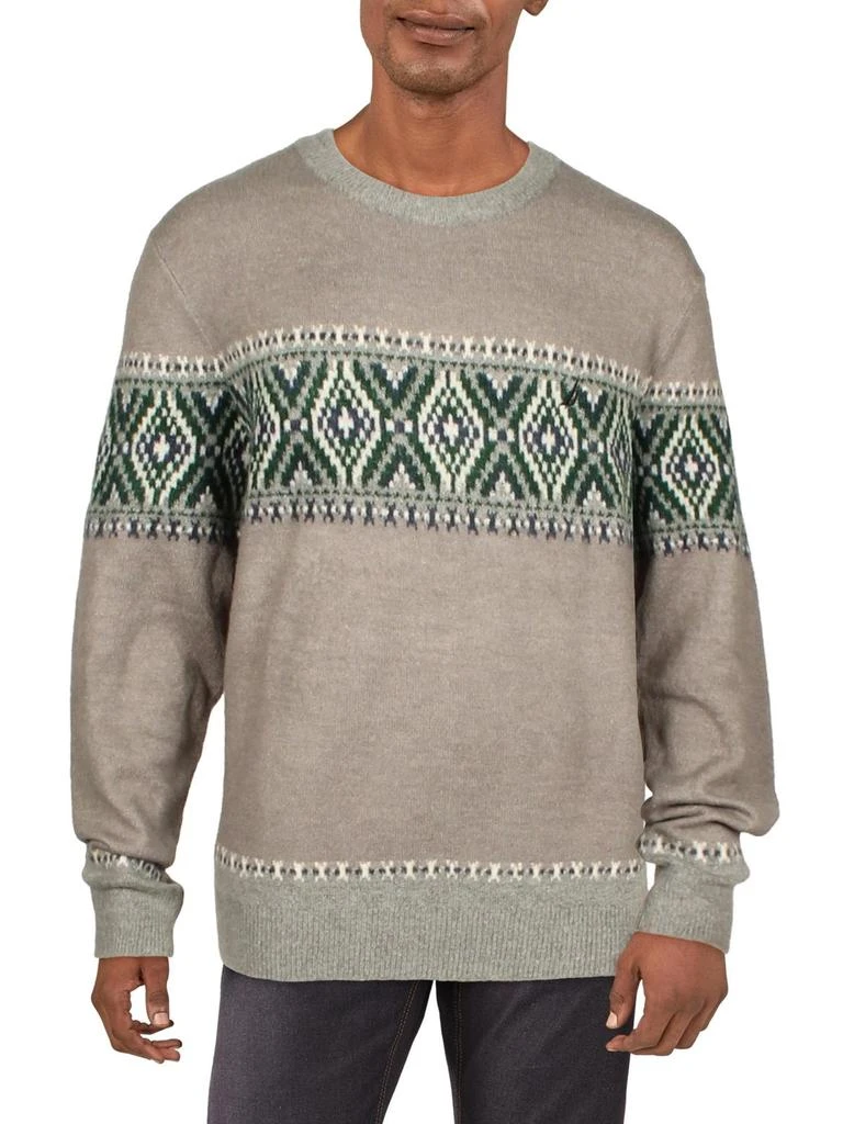 商品Nautica|Mens Aztec Print Ribbed Trim Crewneck Sweater,价格¥363,第1张图片