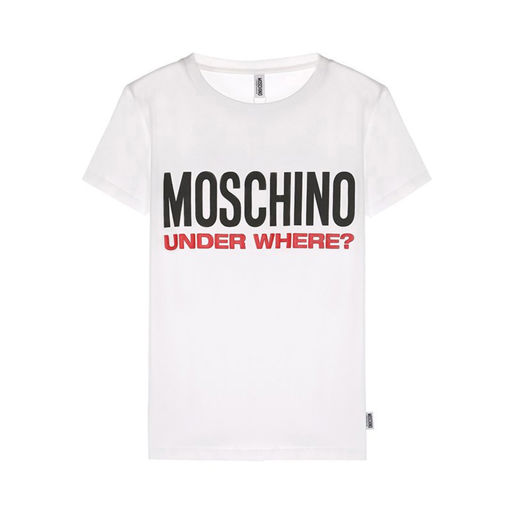 Moschino 莫斯奇诺 女士白色LOGO图案短袖T恤 A1904-9003-0001商品第1张图片规格展示