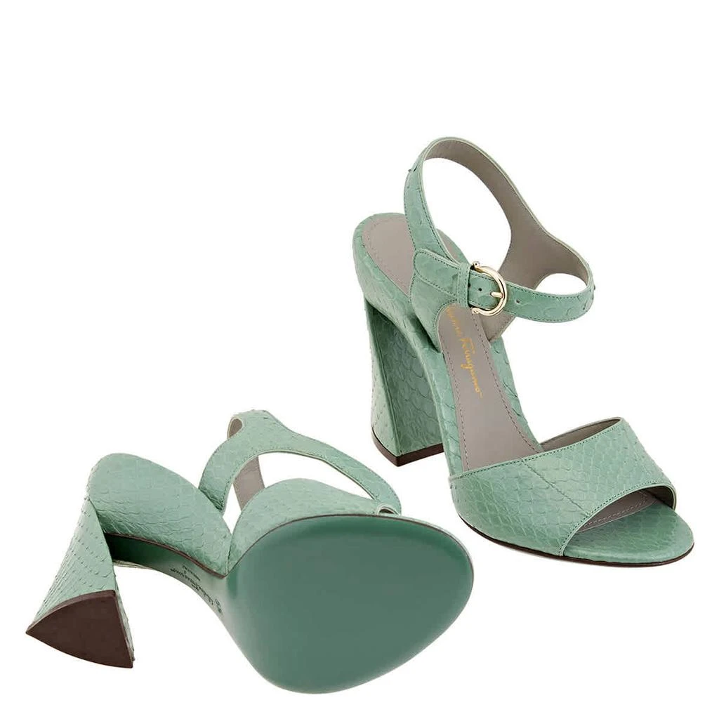 商品Salvatore Ferragamo|Salvatore Ferragamo Ladies Sculpted Heel Leather Sandals In Green,价格¥1983,第2张图片详细描述