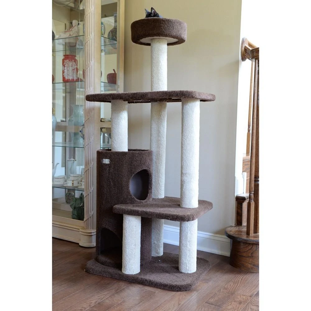 商品Macy's|3-Level Carpeted Real Wood Cat Tree Condo,价格¥2851,第2张图片详细描述
