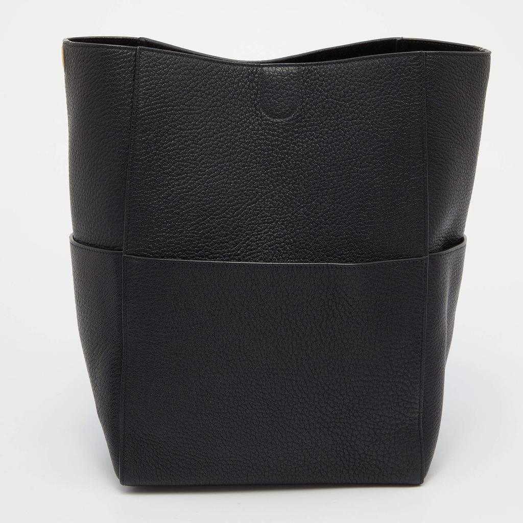 Celine Black Grained Leather Seau Sangle Bucket Bag商品第4张图片规格展示