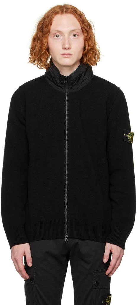 商品Stone Island|Black Two-Way Zip Sweater,价格¥1992,第1张图片