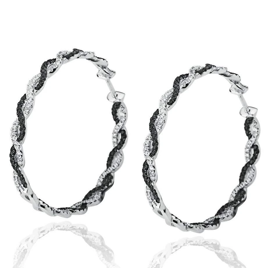 商品Suzy Levian|Pave Cubic Zirconia Sterling Silver Infinity Twisted Hoop Earrings,价格¥810,第1张图片