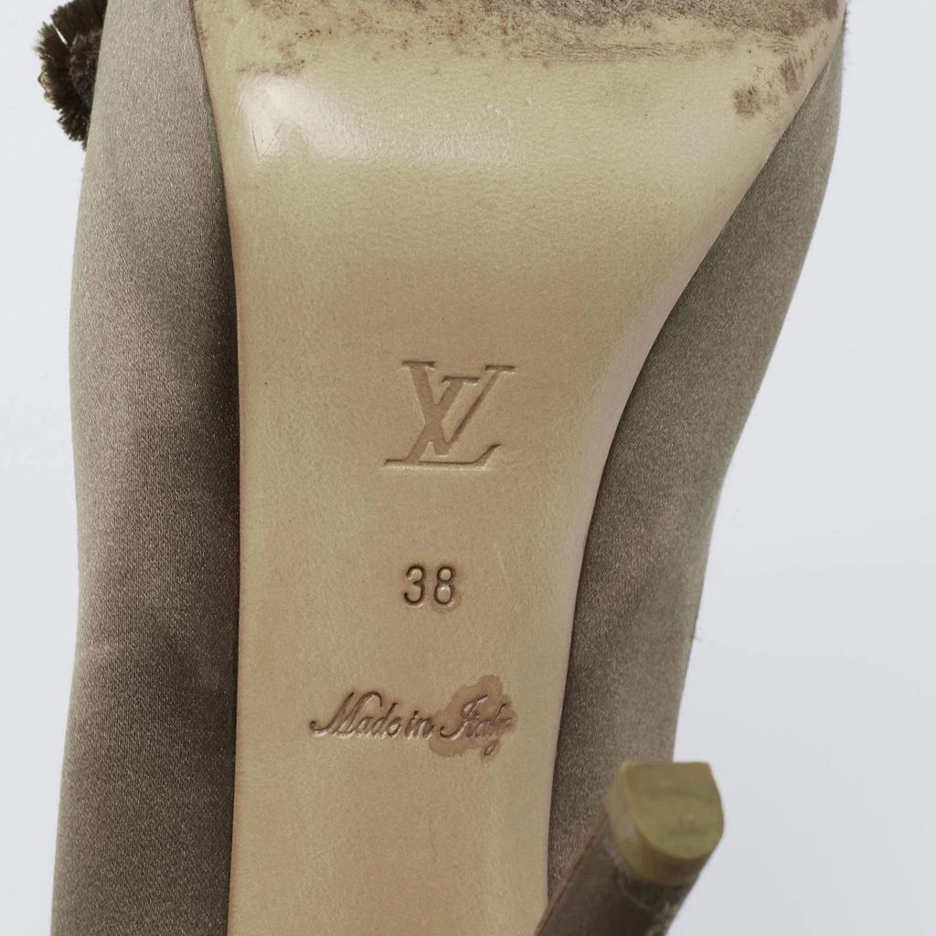 Louis Vuitton Dark Olive Green Satin Athen Open-Toe Pumps Size 38 商品