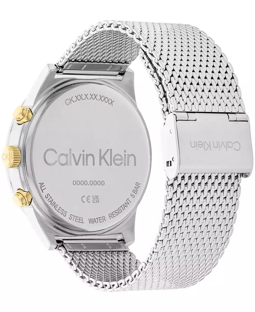 商品Calvin Klein|Men's Silver-Tone Stainless Steel Mesh Bracelet Watch 44mm,价格¥864,第3张图片详细描述