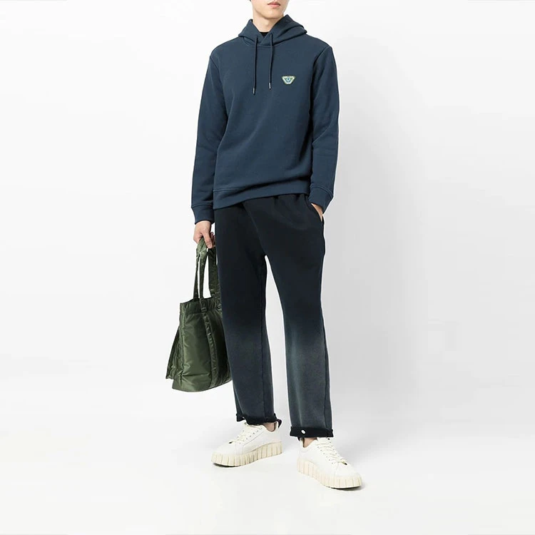 商品[国内直发] Emporio Armani|阿玛尼/ 标贴套头长袖连帽卫衣 男款 蓝色,价格¥1400,第3张图片详细描述
