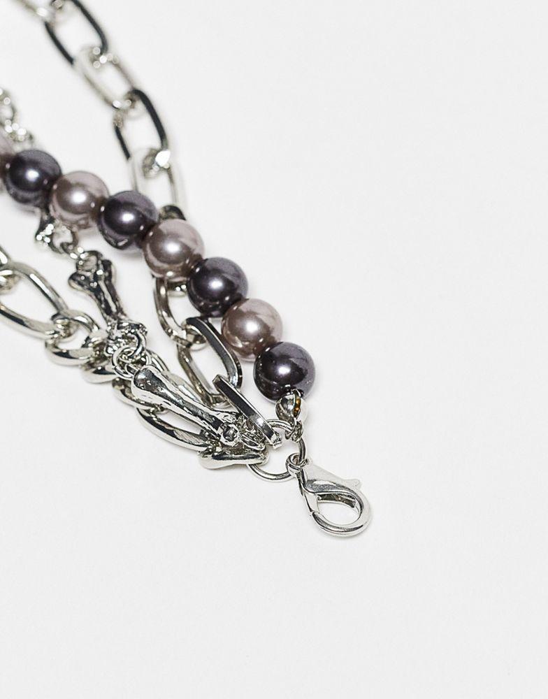 商品Reclaimed Vintage|Reclaimed Vintage unisex multirow necklace megapack in silver,价格¥127,第6张图片详细描述