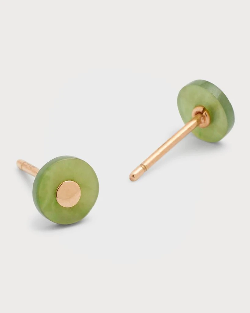 商品Ginette NY|Donut Jade Rose Gold Stud Earrings,价格¥3420,第3张图片详细描述