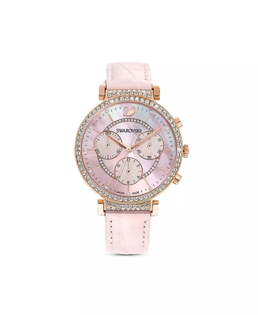 商品Swarovski|Passage Chrono Pink Leather Strap Watch, 9.52 mm,价格¥2511,第1张图片