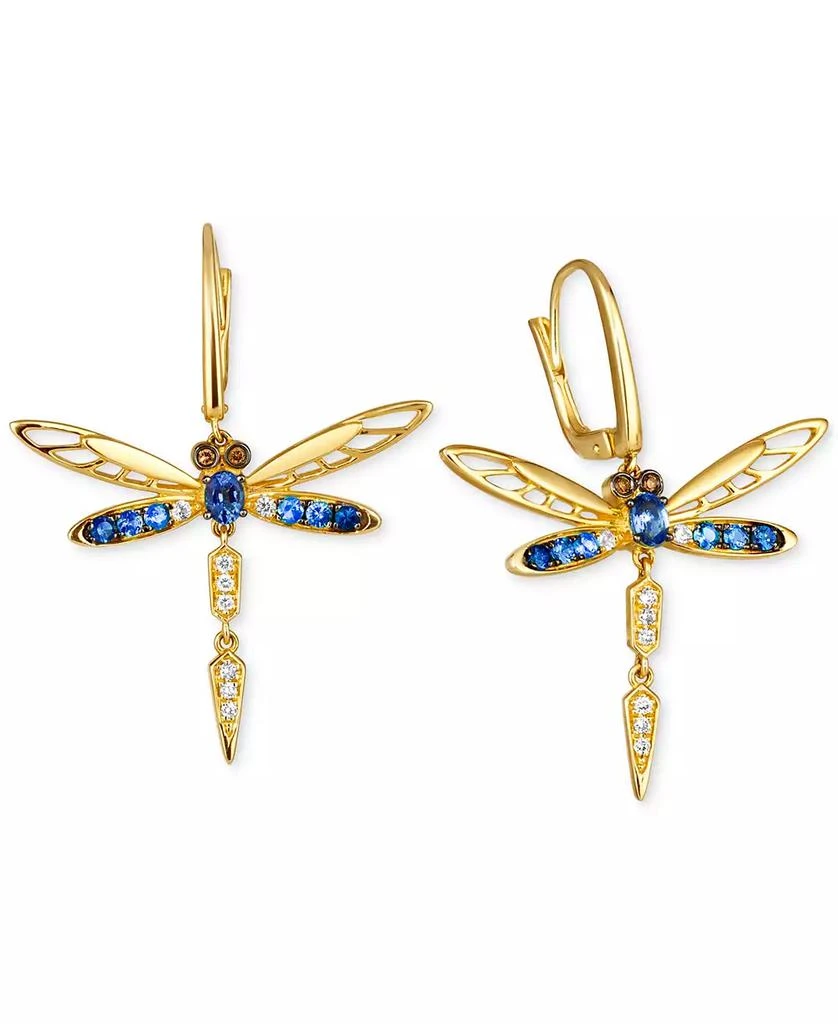 商品Le Vian|Ombré® Multi-Gemstone (7/8 ct. t.w.) & Diamond (1/8 ct. t.w.) Dragonfly Drop Earrings in 14k Gold,价格¥10732,第1张图片