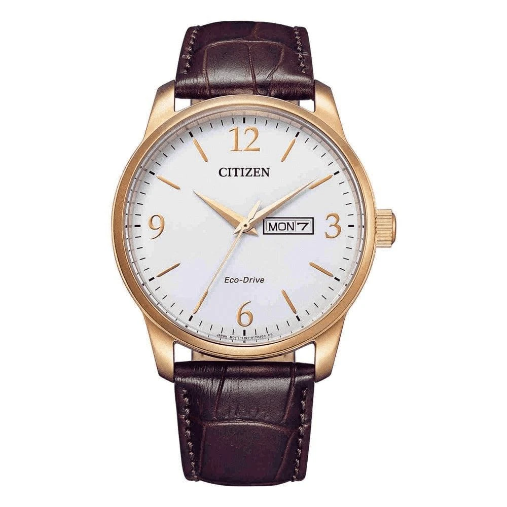 商品Citizen|Citizen Gents Eco-Drive Day/Date White Dial Strap Watch,价格¥1437,第1张图片