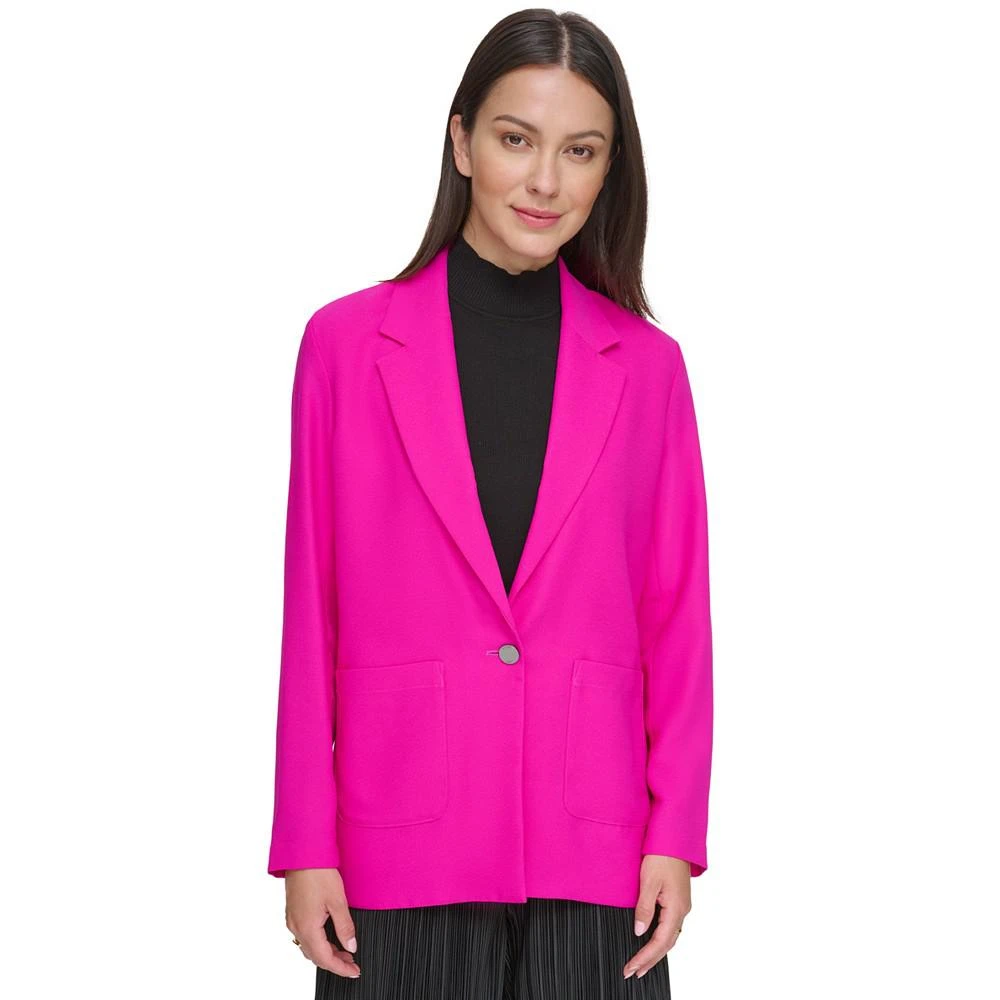 商品DKNY|Women's Notched Collar One Button Satin Blazer,价格¥214,第1张图片