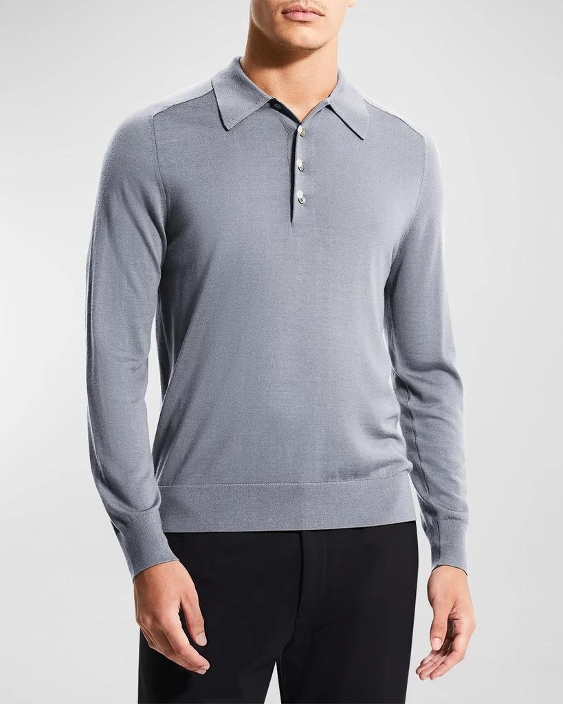 商品Theory|Men's Regal Wool Long-Sleeve Polo Shirt,价格¥595,第1张图片