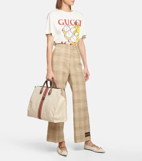 商品Gucci|L号亚麻折叠托特包,价格¥14978,第5张图片详细描述