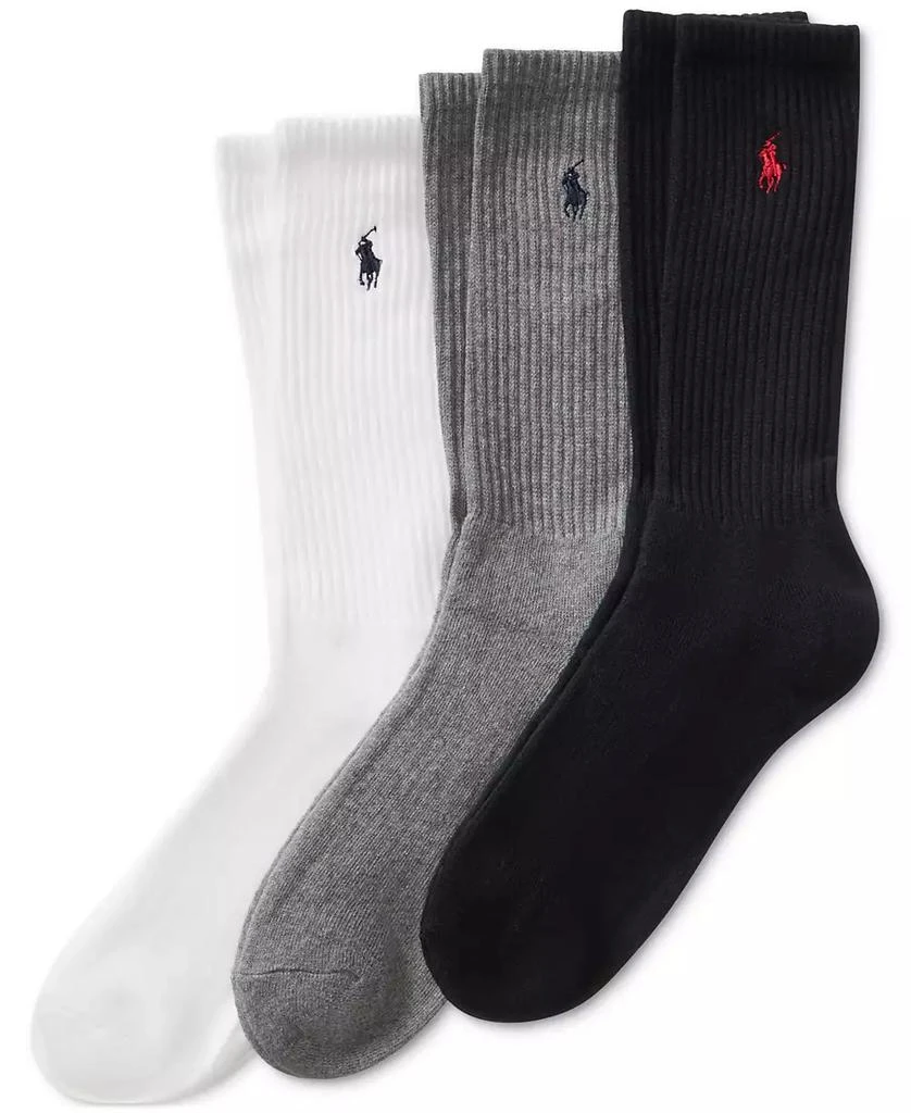 商品Ralph Lauren|Men's 3-Pk. Extended Size Athletic Crew Socks,价格¥121,第1张图片